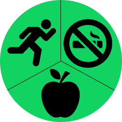 No smoking, man running and apple